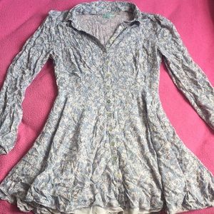 Blue floral button up dress
